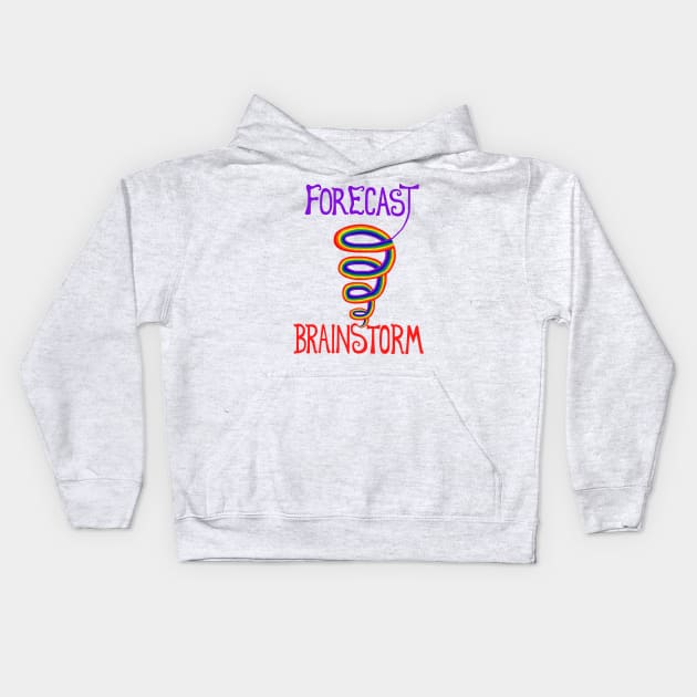 Forecast: Rainbow Tornado Brainstorm Kids Hoodie by Art by Deborah Camp